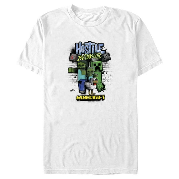 Men's Minecraft Mob Gang Graphic Tee White Large