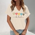 thumbnail image 2 of T-Shirts Stylés pour Femmes Manches Courtes Col en V Graphiques Polyvalents pour Usage Quotidien, 2 of 4