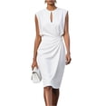 thumbnail image 2 of Women's Summer Satin Dress 2026 Elegant Sleeveless Dress Formal Wedding Guest Dresses Cocktail Party Midi Dresses,White XXL, 2 of 6