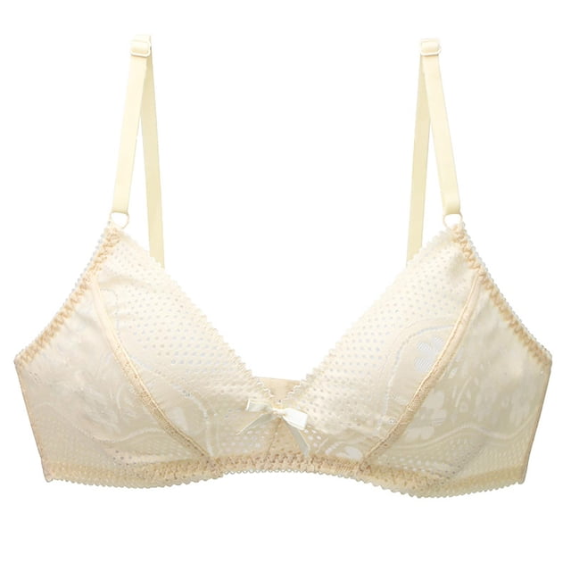 Kabnic Wireless Plus Size Bras, Full Coverage Bras, Women's Printing Gathered Together Large Size Daily Bra Underwear No Rims