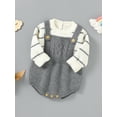 thumbnail image 6 of Bagilaanoe Newborn Baby Girl Boy Knit Sweater Rompers Long Sleeve Bodysuit 3M 6M 12M 18M Infant Patchwork One Piece Jumpsuit, 6 of 9