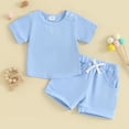 thumbnail image 2 of Bagilaanoe 2pcs Newborn Baby Boy Girl Shorts Set Short Sleeve T Shirt Tops + Shorts 3M 6M 12M 18M 24M Infant Casual Summer Clothes, 2 of 6