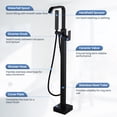 thumbnail image 4 of Wowow Waterfall Single-Handle Freestanding Tub Faucet with Hand Shower, Brass Floor Mounted Tub Filler Faucet in Matte Black, 4 of 7