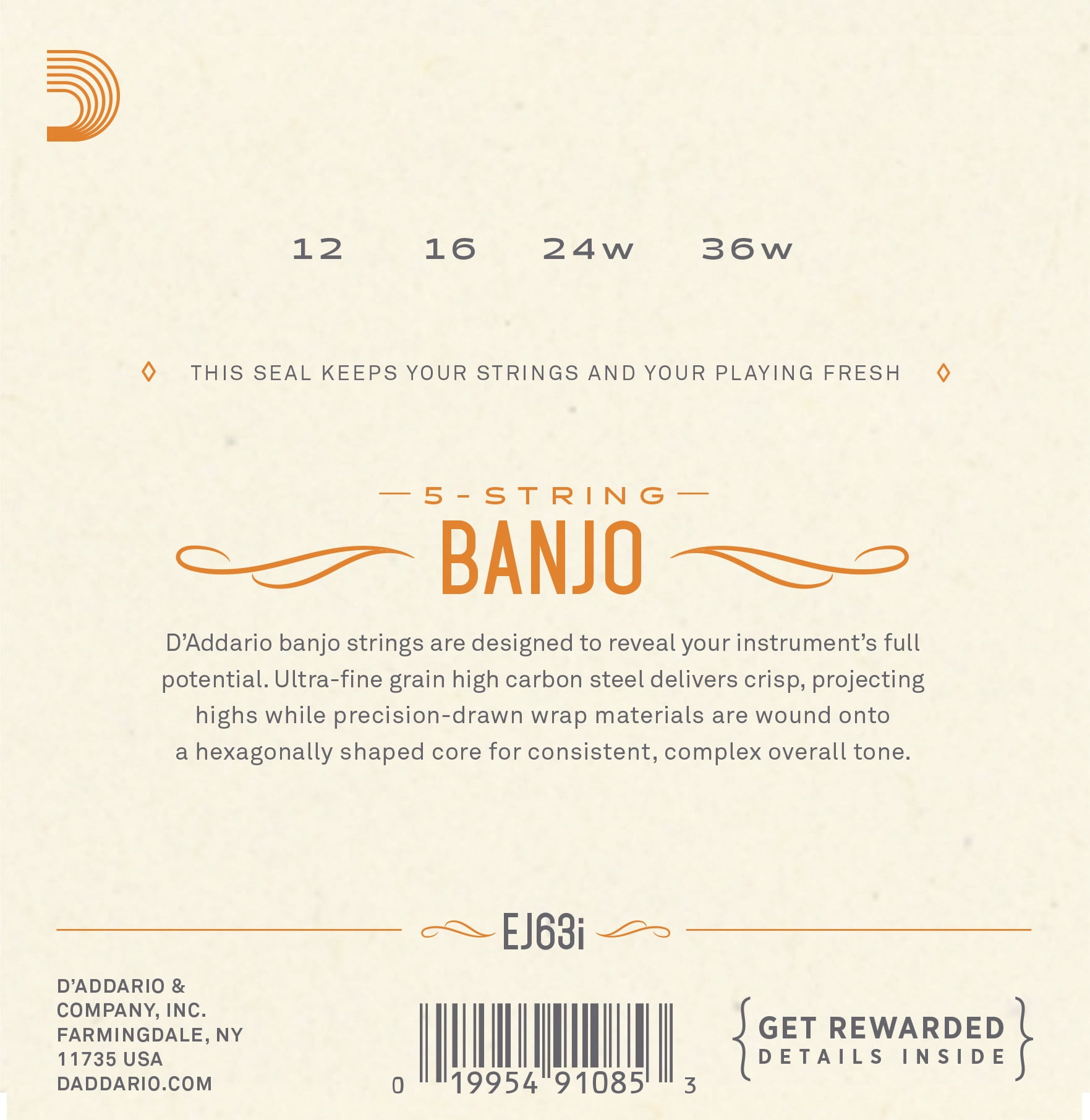D'Addario Irish Tenor Banjo Strings 3 Packs EJ63i Medium Loop End