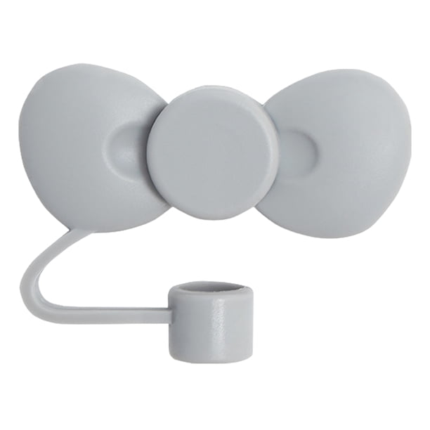 Tapa de pajita, genérica, tapa de pajita con forma de lazo de 10 mm, accesorios para vasos de agua, color gris