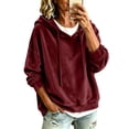 thumbnail image 4 of Women's Velvet Hoodie,Long Sleeve Drawstring Pullover Sweatshirt,Loose Fit Casual Fall and Winter Top, 4 of 9