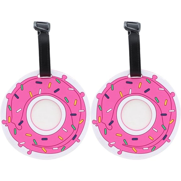 Set of 2 Fun Food Luggage Tags for Travel Suitcase ID Holder - Donut