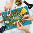 thumbnail image 4 of Mandala Cutting Board, Oriental Details Traditional Mandala with Interlace Swirled Theme, Decorative Tempered Glass Cutting and Serving Board, Large Size, Orange and Blue, by Ambesonne, 4 of 5