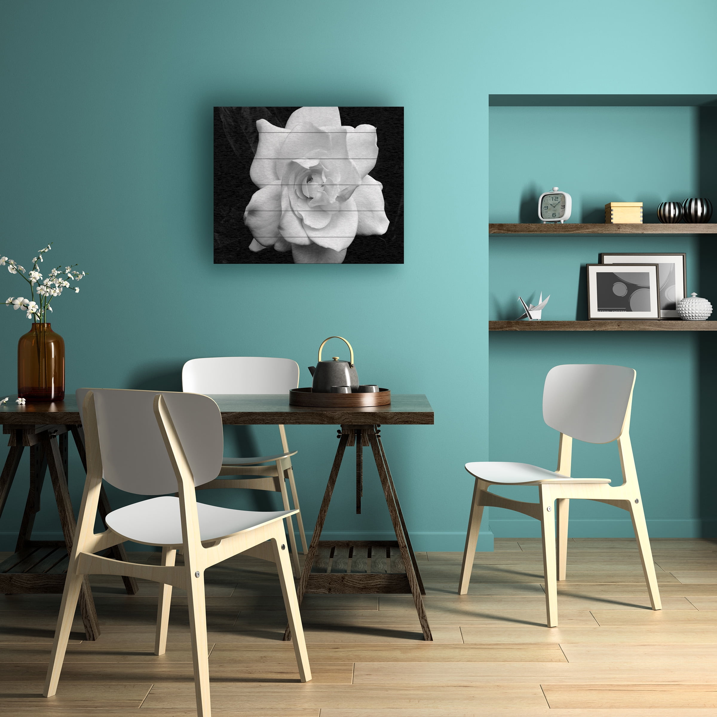 Trademark Fine Art 'Gardenia in Black and White' Wooden Wall Art Art by Kurt Shaffer