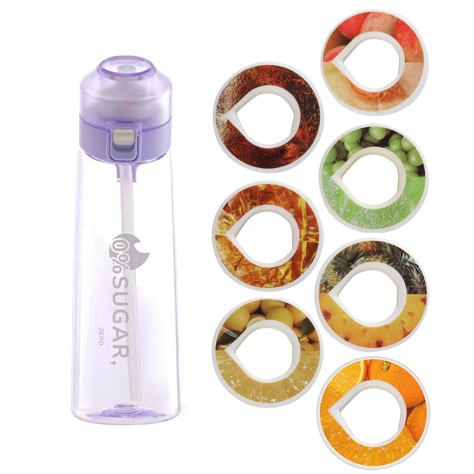 1pc 650ml Pink Tritan Water Bottle With 5 Scented Rings, Suitable