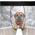 thumbnail image 4 of Playful Bullmastiff Welcomes Winter Snowy Day with Cardinal Bird All Over Print Boxer Briefs Underwear for Men Dad Dog Lover - 120177, 4 of 6