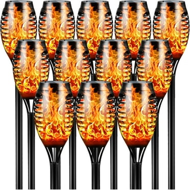Solar Torch Lights with Flickering Flame, 12 Packs 12LED Tiki Torch Solar Lights Outdoor, IP65 Waterproof Mini Solar Torch Light Auto On/Off for Garden, Patio, Yard, Pathway