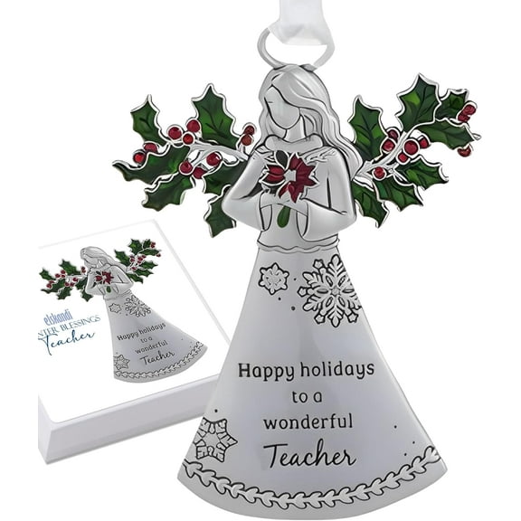 Winter Blessings Angel Happy Holidays to a Wonderful Teacher Ornament (2.19 Ounces)