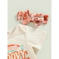 thumbnail image 4 of LMLYSoH Baby Girls Pants Set, Short Sleeve Letters Rainbow Print Romper with Floral Flare Pants and Headband, 4 of 7