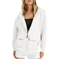 thumbnail image 4 of Lenpel Women's Zip up Hoodies Winter Fall Fashion Long Sleeve Oversized Sweatshirts Loose Casual Jackets with Pockets(White,Small), 4 of 5