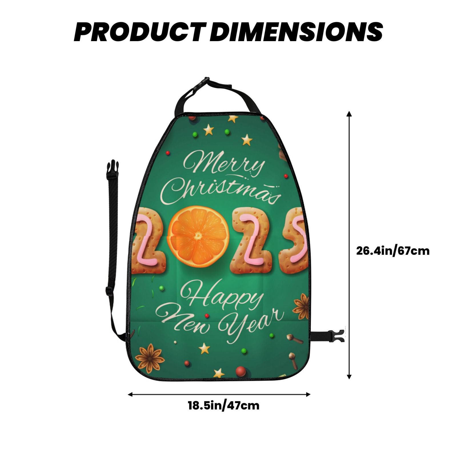 Kdxio Merry Christmas 2025 Print 2 Pack Car Kick Mat Seat Cover Back Protector Mat with Pockets for Organizer Backseat Protector and Storage Anti Kick Pad for Vehicles