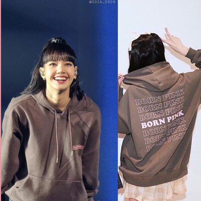 KPOP BLACKPINK BORN PINK Concert JISOO JENNIE ROSÉ LISA Mismo Algodón Sudadera Con Capucha Mujeres Talla Grande Versión Coreana INS Suelta Pareja Harajuku Moda Casual Streetwear Toppangjing