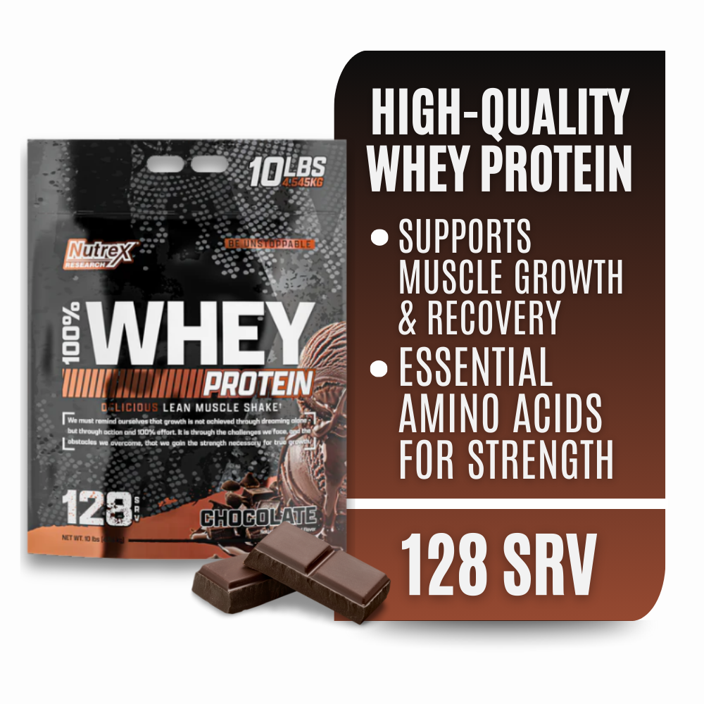 Nutrex Research 100% Whey Protein Powder| 10lbs Premium Whey Protein Supplement, Chocolate