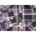thumbnail image 3 of Men’s Western Pearl Snap Button Down Casual Long Sleeve Plaid Cowboy Shirt (#14 Purple/Grey, S), 3 of 3