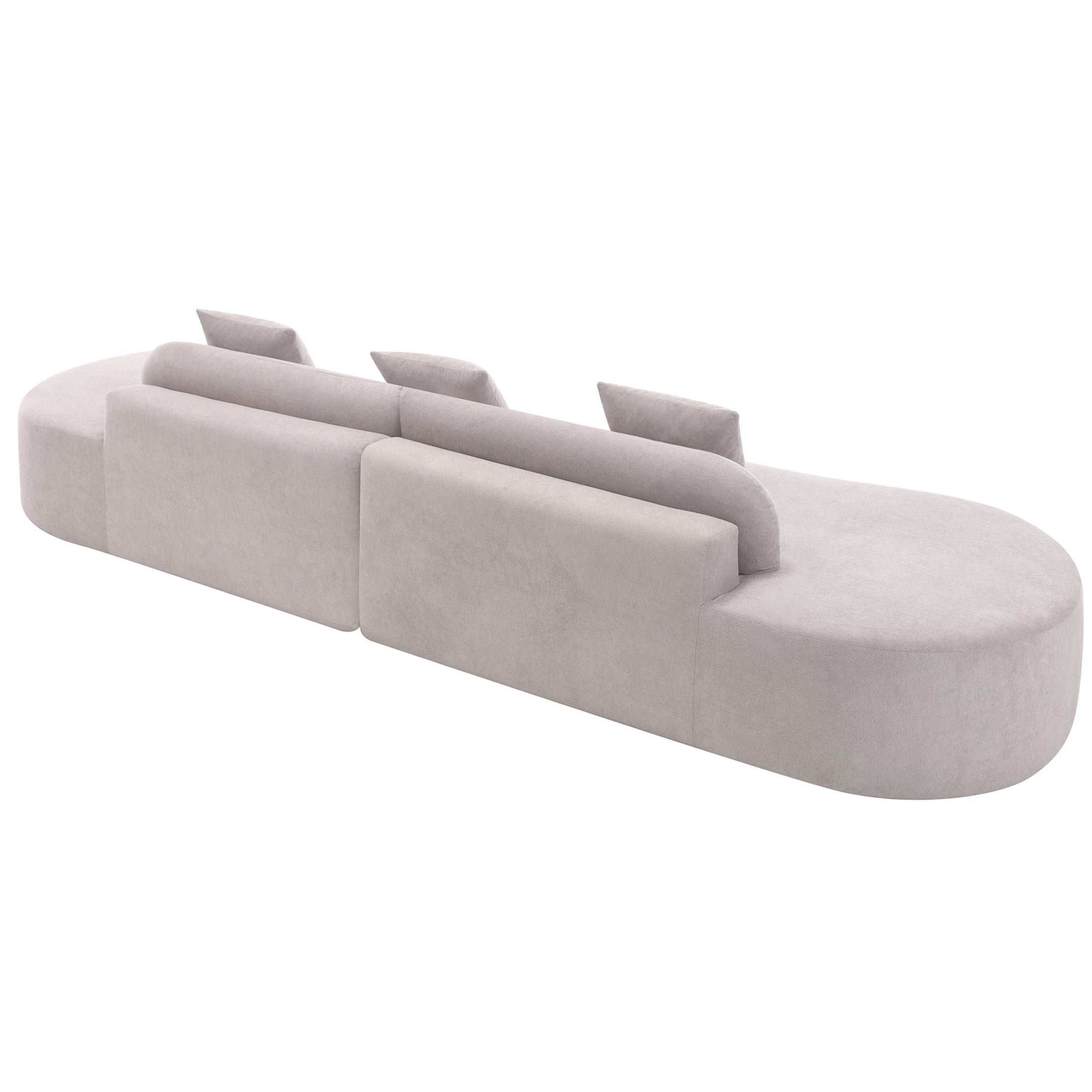 Newboti Furniture Modern curved combination sofa, terrycloth fabric sofa, minimalist sofa in living room, apartment, no assembly required, three pillows,Gray 03251