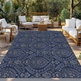 thumbnail image 2 of Navy Blue Outdoor Rug for Patio/Deck/Porch, Non-Slip Large Area Rug 3 x 5 Ft, Boho Vintage Ethnic Tribe Abstract Art Indoor Outdoor Rugs Washable Area Rugs, Reversible Camping Rug Carpet Runner, 2 of 8