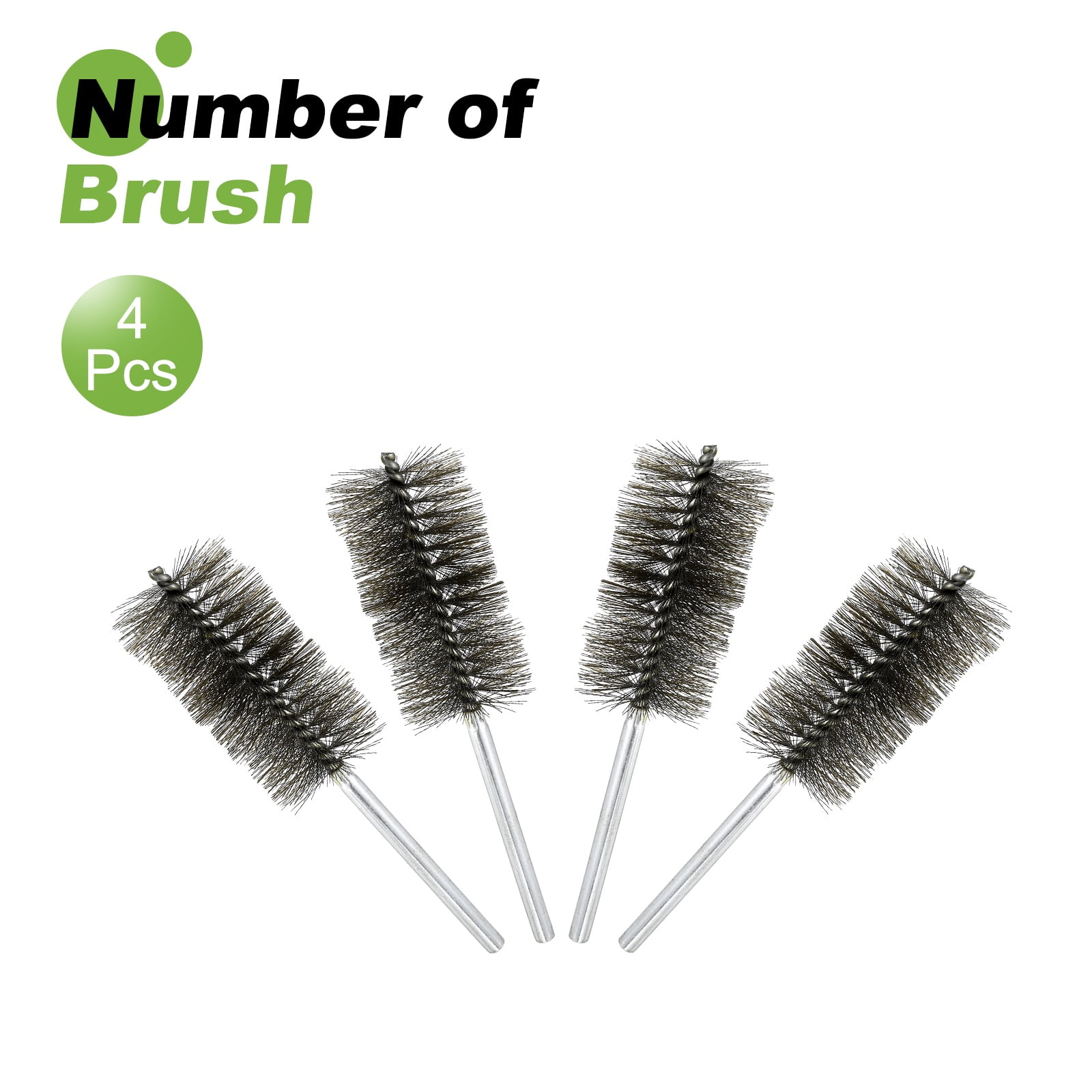4pcs Pipe Cleaners Brush Set 1.97 Inch Stainless Steel Bristles Cleaning Brush with Ergonomic Handle for Bottles Straws Pipes Keyboards Tubes, Silver