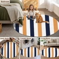 thumbnail image 6 of Orange Navy Blue Striped Round Living Room Rugs 5 ft, Modern Washable Area Rug with Non-Slip Sturdy Edge Binding Round Carpet for Entryway Kitchen Bedroom Bathroom, 6 of 9
