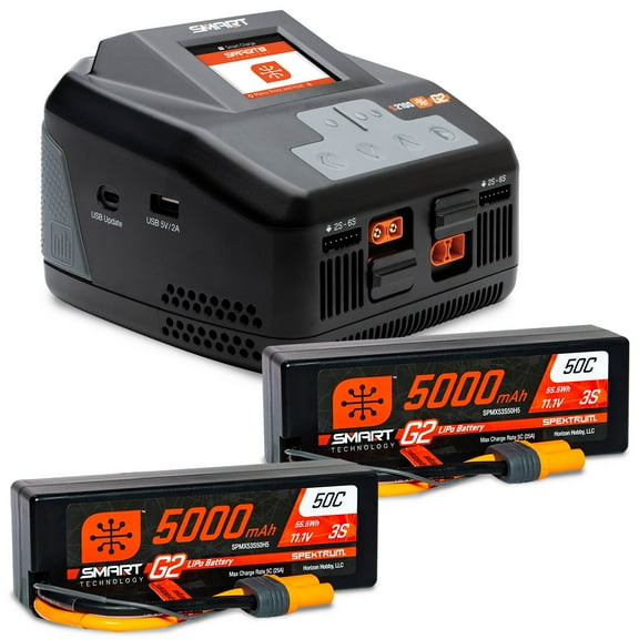 Spektrum Accessories Smart Powerstage 6S Surface Bundle 2 G2 5000mAh 3S LiPo IC5 & S2100 Charger SPMXPSS650