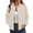 Beige, variant on Women's Fall Winter Bomber Jacket Button Down Front with Pockets Casual Slim Fit Outwear