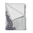 thumbnail image 2 of Christmas Soft Flannel Fleece Throw Blanket, Happy Holiday Message Written on a Deer Silhouette Snowy Winter, Cozy Plush for Indoor and Outdoor Use, 50" x 70", Pale Grey Purple Grey, by Ambesonne, 2 of 5