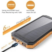 Waterproof 600000mAh Dual USB Portable Solar Battery Charger Solar Power Bank for iPhone, Mobile Cell Phone