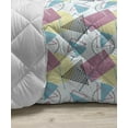 thumbnail image 3 of Retro Down Alternative Comforter, Illustration of Concentric Circles Little Dots Short Vertical Lines, Microfiber Quilt for All Season, 5 Sizes, Dark Purple Pale Pink, by Ambesonne, 3 of 3