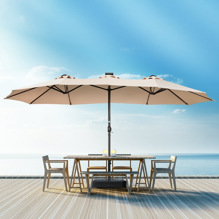 10 foot patio umbrella with lights Cantilever Umbrella with Solar LED Lights