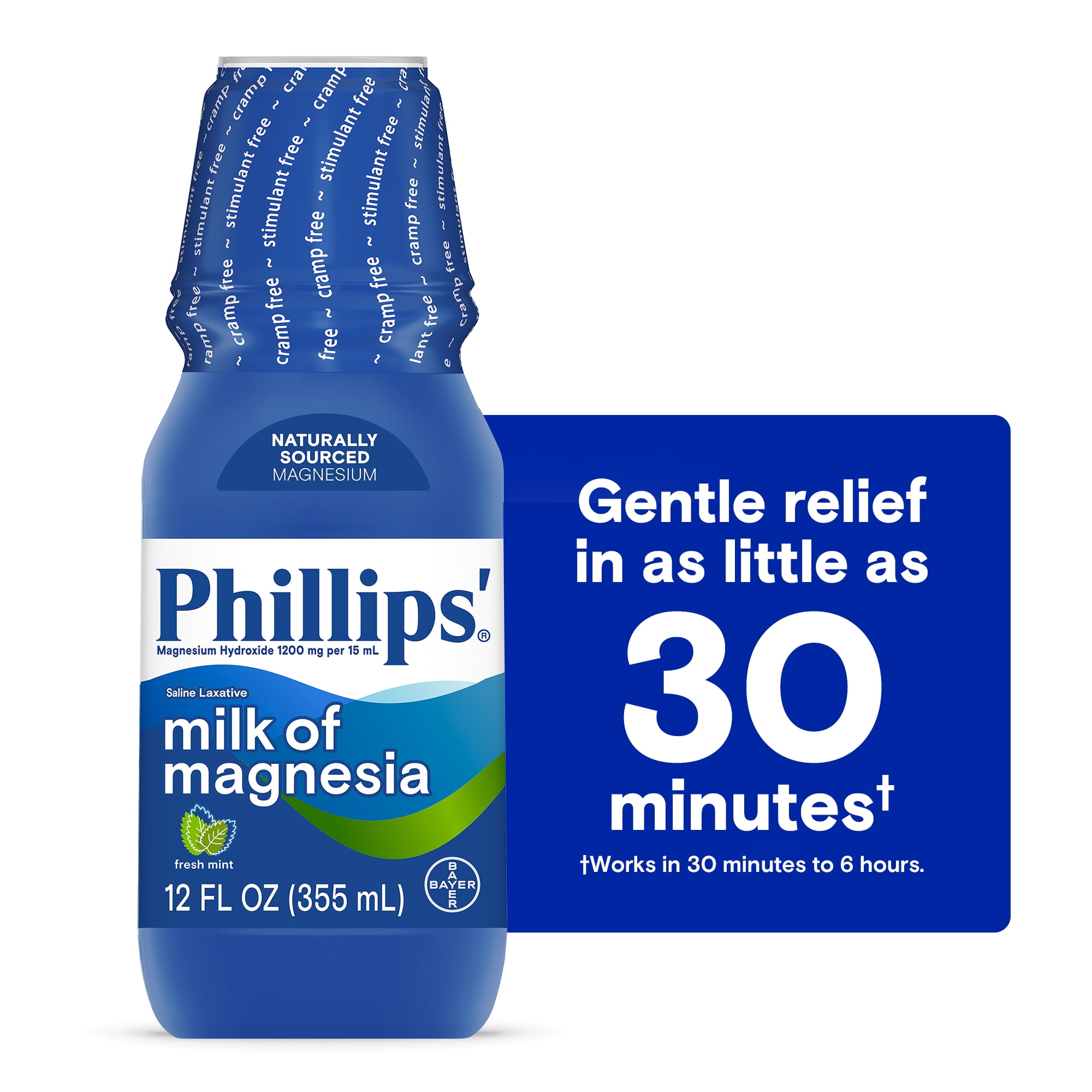 Phillips' Milk of Magnesia Liquid Magnesium Laxative, Mint, 12 oz