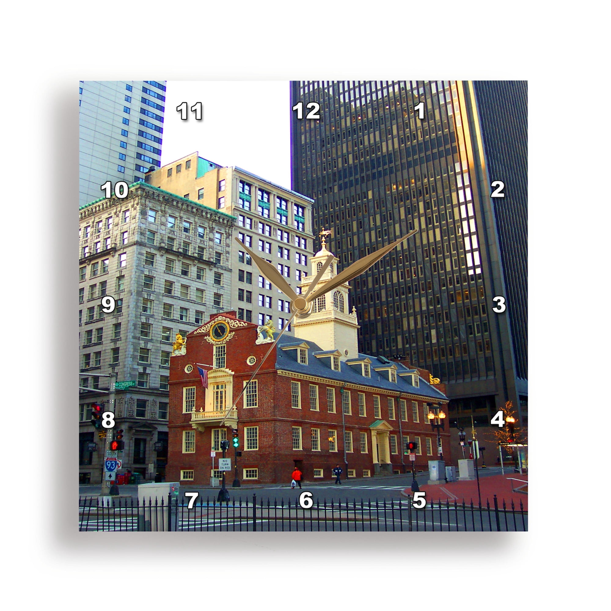 3drose, Old State House Historic Building Boston Massachusetts Landmark, 10x10 Wall Clock