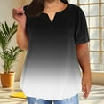 thumbnail image 2 of Plus Size Tops for Women Summer Casual V Neck Short Sleeve T-Shirts Loose Comfortable Gradient Tee (M, Black), 2 of 6