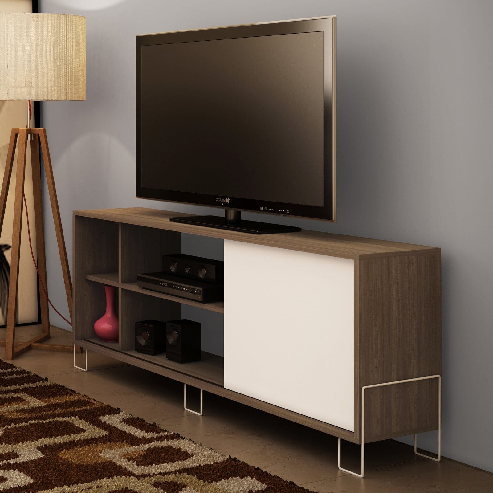 Nacka TV Stand 2.0 with 4 shelves in Oak and White - image 4 of 10