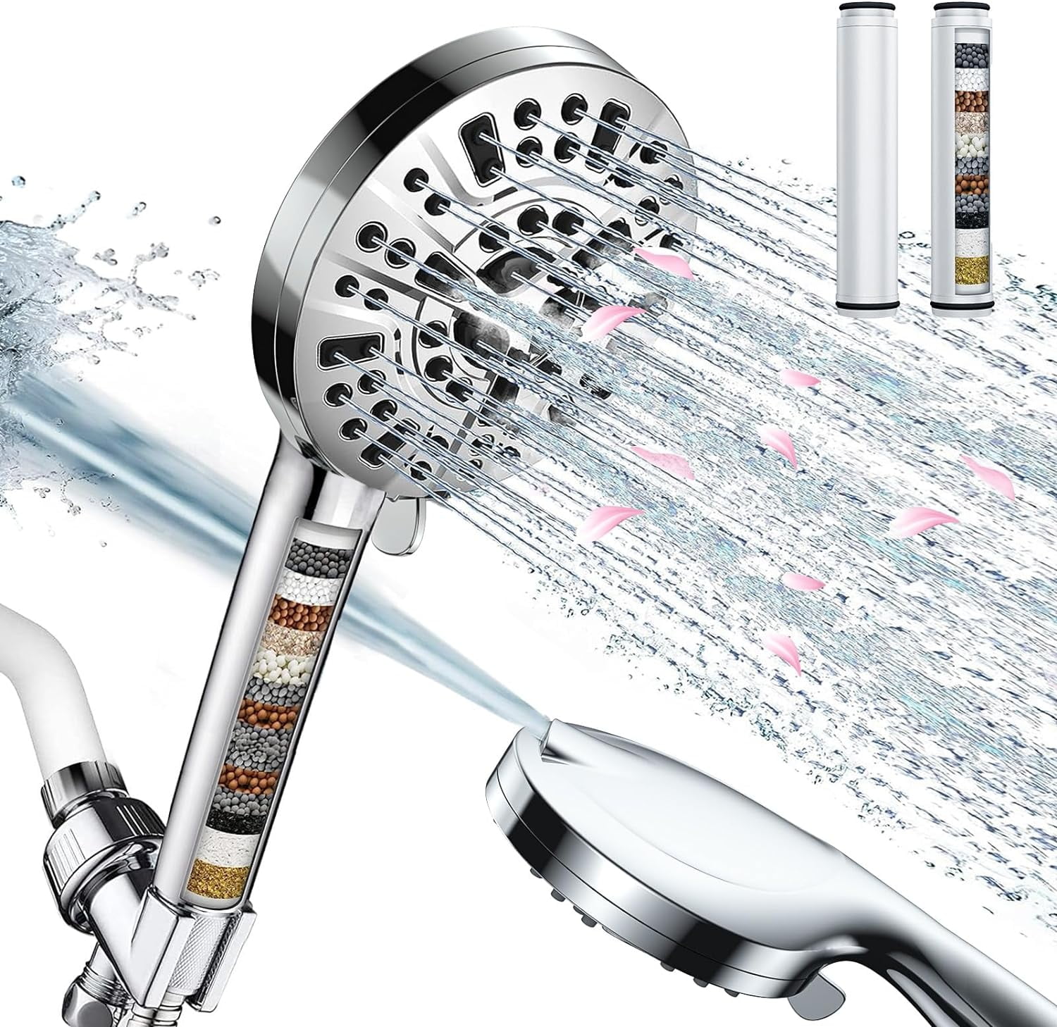 Shower Heads with Handheld , High Pressure Shower Head with 1 Replaceable Filters-The Perfect Detachable Heads for Bathroom Upgrade