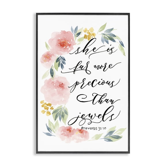Stupell Industries Far More Precious Than Jewels Black Framed Giclee Art, design by Lucille Price