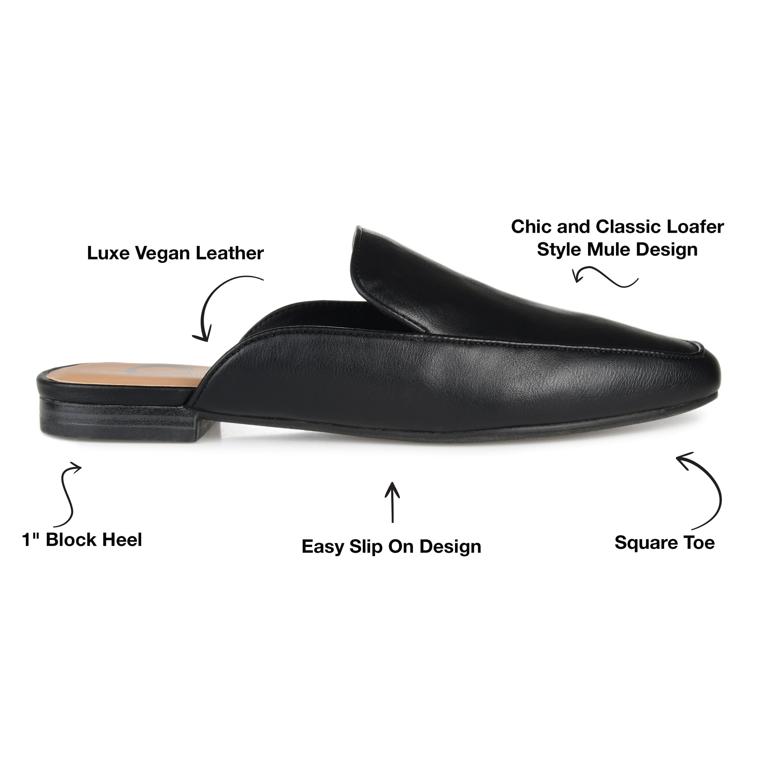 Journee Collection Womens Akza Slip On Square Toe Mules Flats