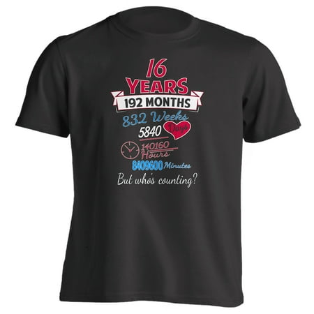 16th Anniversary Gift Shirt 16 Years but Whos Counting Mens
