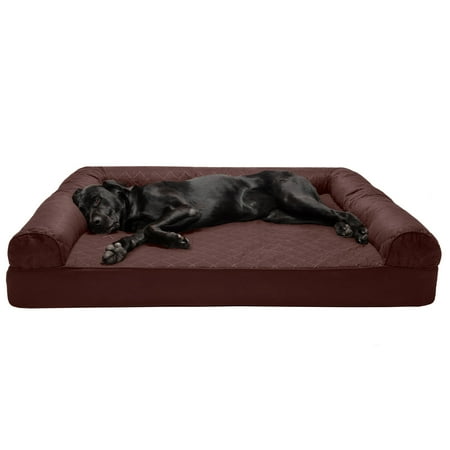 UPC: 0842229124873 | FurHaven Pet Products Quilted Full Support Sofa-Style Pet Bed for Dogs & Cats – Coffee Jumbo Plus