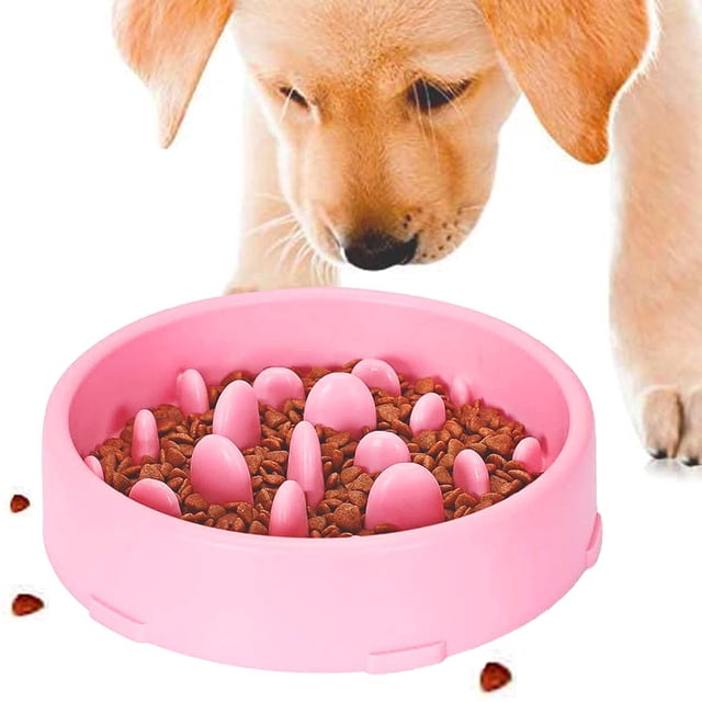 Cuenco de alimentación lenta para perros, diseño antideslizante de alimentación lenta, divertido cuenco interactivo para gatos y perros, promueve una alimentación saludable y una digestión lenta rosa