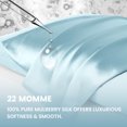 thumbnail image 3 of THXSILK Hyaluronic Acid(HA) Silk Pillowcase for Hair and Skin, 22 Momme Mulberry Silk Pillowcase with Hidden Zipper, Both Side 100% Pure 6A+ Mulberry Silk, Queen Size(20"X30"), Light Blue, 3 of 8