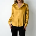 thumbnail image 6 of Olyvenn Womens Soft Satin Silk Leopard Button Down Shirts for Women Silky Long Sleeve Work Shirt Dress Blouses Tops Yellow S, 6 of 6