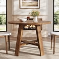 thumbnail image 5 of Tribesigns 39.4" Round Dining Table for 2–4 People, Solid Wood Farmhouse Kitchen Table for Dining Room, Rustic Brown, 5 of 5