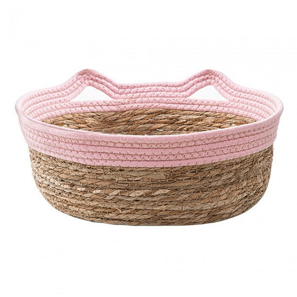 Cama para gatos tejida a mano, alfombrilla para rascar, alfombrilla para mascotas, cama refrescante de verano para perros, duradera rosa S