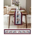 thumbnail image 3 of Independence American Flag Truck with Wooden Stripes Table Runner 72 Inches, Blue Red Checker Buffalo Bed Runner Dresser Scarves Tabletop for Indoor Outdoor Parties/Ceremony/Banquet, 16" x 72", 3 of 8