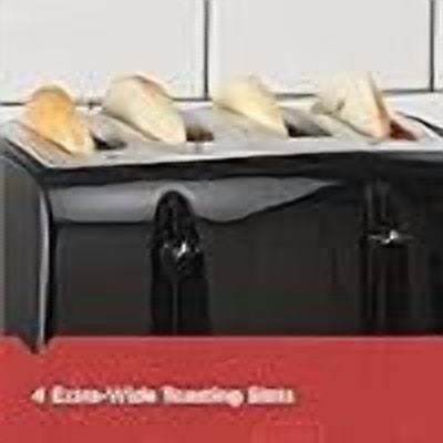 BLACK+DECKER 4-Slice Toaster, TR1410BD, Extra-Wide, 7 Shade Settings, Crumb Trays, Gloss Black