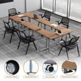 thumbnail image 3 of Conference Table, 8PC Folding Flip Top Conference Room Tables, Mobile Office Meeting Desk with Wheels, Modern Space-Saving Seminar Table for Classroom, Office,Training Room, 3 of 9